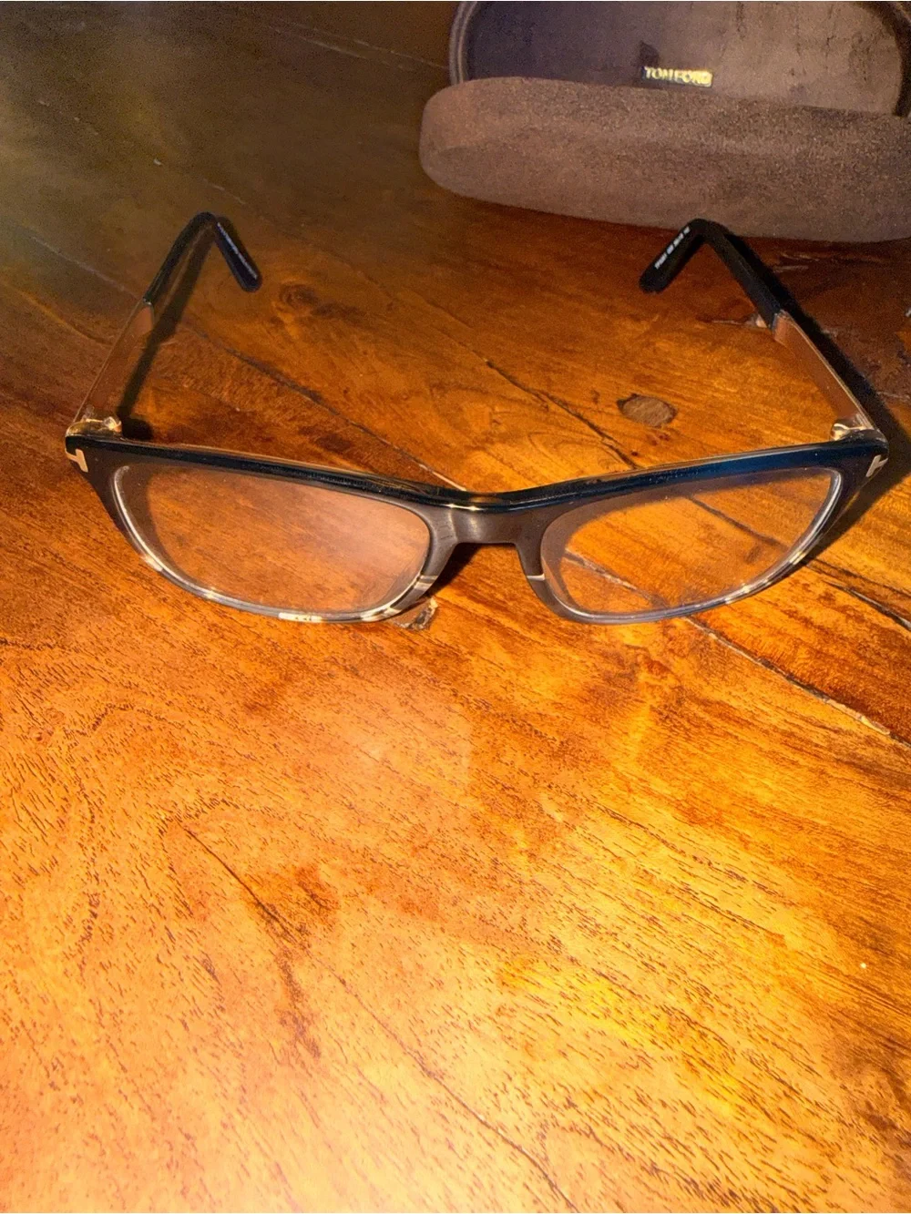 Tom Ford Black and Tortoise Rimmed Rectangular Glasses